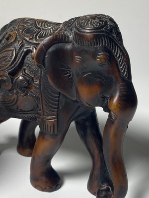 Brown Color Ceramic Elephants Sculptures, France, 1970s, Set of 2-UR-1423234