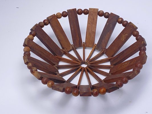 Brown Fruit Bowl in Wood, France, 1970s-UR-1315557