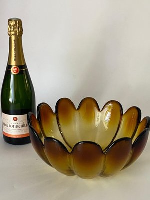 Brown Glass Salad Bowl, France, 1970s-UR-1406694