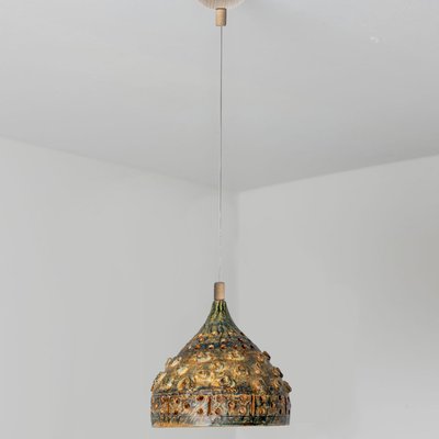 Brown Green Ceramic Pendant Light, Denmark, 1970-VDW-1756145