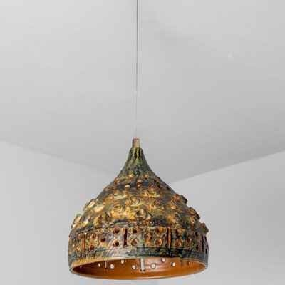 Brown Green Ceramic Pendant Light, Denmark, 1970-VDW-1756145