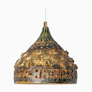 Brown Green Ceramic Pendant Light, Denmark, 1970-VDW-1756145