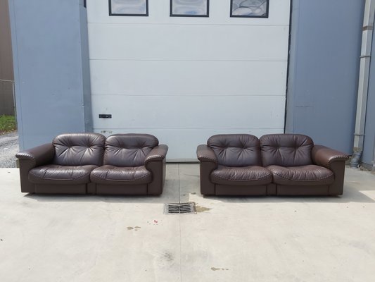 Brown Leather 2-Seater Sofas from de Sede, 1983, Set of 2-WBX-672670