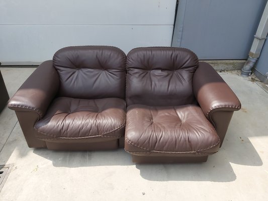 Brown Leather 2-Seater Sofas from de Sede, 1983, Set of 2-WBX-672670