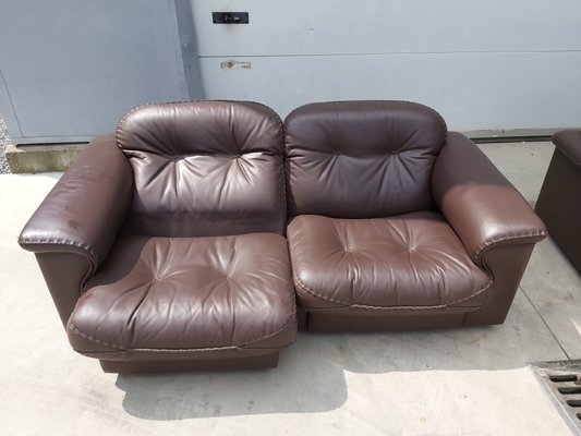 Brown Leather 2-Seater Sofas from de Sede, 1983, Set of 2-WBX-672670