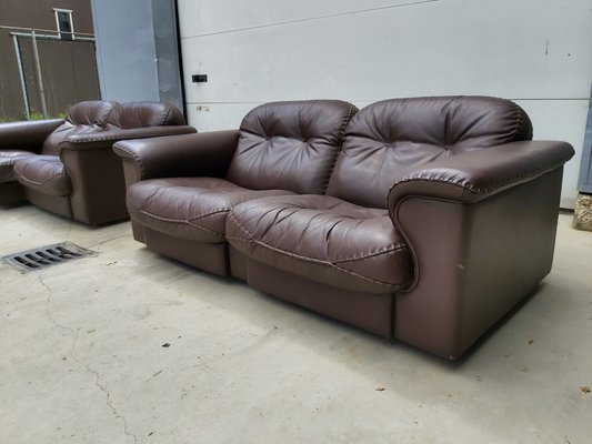 Brown Leather 2-Seater Sofas from de Sede, 1983, Set of 2-WBX-672670