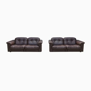 Brown Leather 2-Seater Sofas from de Sede, 1983, Set of 2-WBX-672670