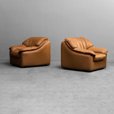 Brown Leather Armchairs, 1960s, Set of 2-ZLY-1323931