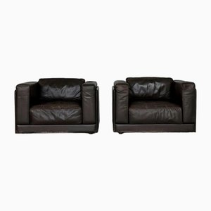 Brown Leather Armchairs from Durlet, Belgium, Set of 2-GNW-1820461