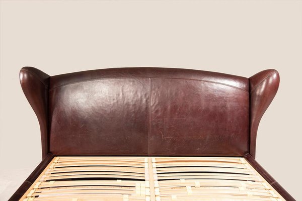 Brown Leather Bed from Baxter, 1980s-XDW-2019541