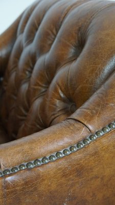 Brown Leather Chesterfield Armchair-HPP-2035263