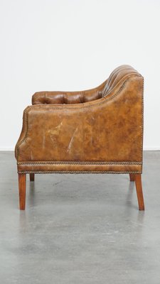 Brown Leather Chesterfield Armchair-HPP-2035263