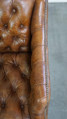 Brown Leather Chesterfield Armchair-HPP-2035263