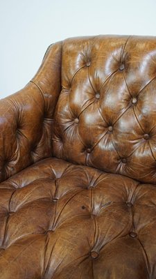 Brown Leather Chesterfield Armchair-HPP-2035263