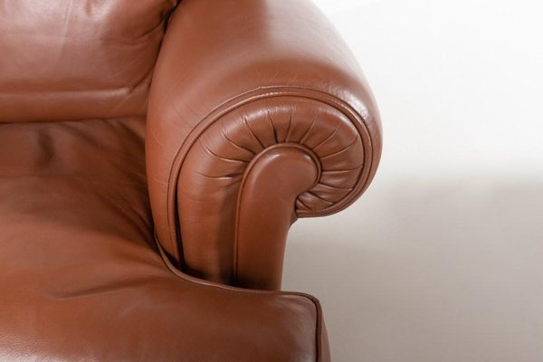 Brown Leather Club Armchairs, Italy, 1970s, Set of 2-KMC-1386499