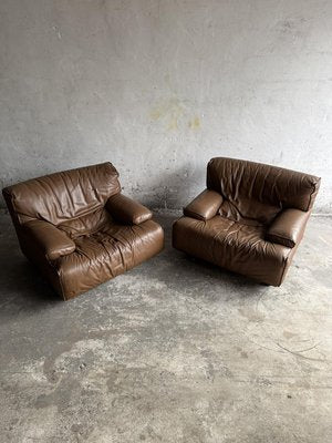 Brown Leather Club Sofas from Brunati, Set of 2-PDG-2027314