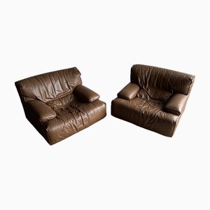 Brown Leather Club Sofas from Brunati, Set of 2-PDG-2027314