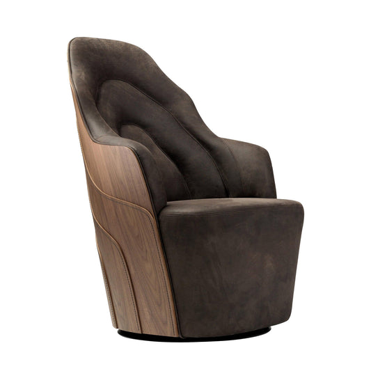 Couture - Upholstered Leather Armchair by Bd Barcelona Design #Walnut nature effect