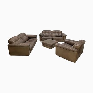 Brown Leather DS-101 Living Room Set from De Sede, 1970s, Set of 4-UCH-1437371