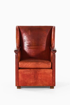 Brown Leather Easy Chair, Denmark, 1930s-SC-1416465