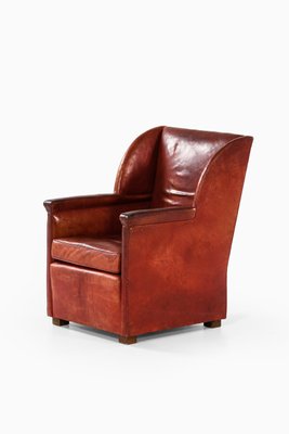 Brown Leather Easy Chair, Denmark, 1930s-SC-1416465