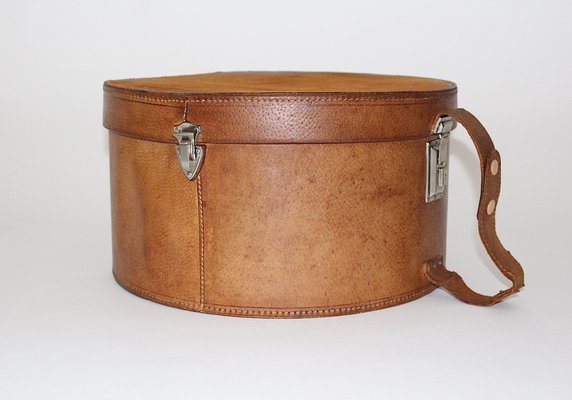 Brown Leather Hat Case, Austria, 1950s-NB-1356589