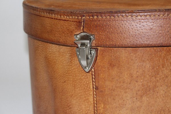 Brown Leather Hat Case, Austria, 1950s-NB-1356589