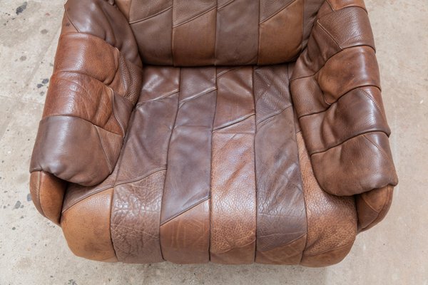 Brown Leather Patchwork Lounge Chair from de Sede, 1970s-KL-1030013