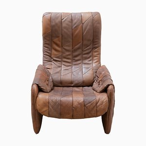 Brown Leather Patchwork Lounge Chair from de Sede, 1970s-KL-1030013