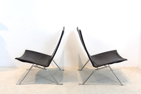 Brown Leather PK22 Chairs by Poul Kjærholm for Fritz Hansen, Set of 2-MO-1329333