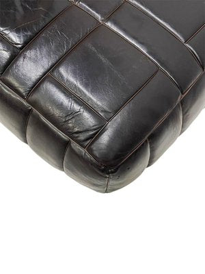 Brown Leather Pouf-UCH-1224217