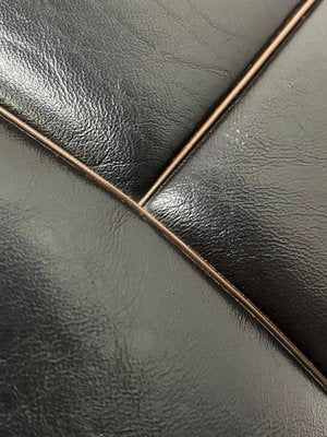 Brown Leather Pouf-UCH-1224217