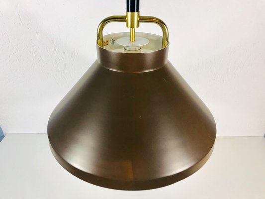 Brown Metal and Brass Pendant Lamp by Jo Hammerborg for Fog and Morup, 1970s-PUK-617954