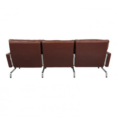 Brown Patinated Leather Pk-31/3 Sofa by Poul Kjærholm, 1970s-MTD-1400832