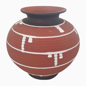 Brown Shards Vase with White Running Glaze, 1950s-QDP-1047422