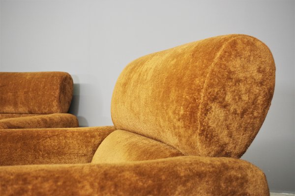 Brown Sofa and Armchair Group, 1970s, Set of 3-KNM-1284114