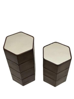 Brown Stitched Leather Side Tables from De Sede, Set of 2-UCH-1224893