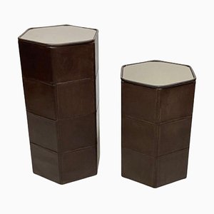 Brown Stitched Leather Side Tables from De Sede, Set of 2-UCH-1224893