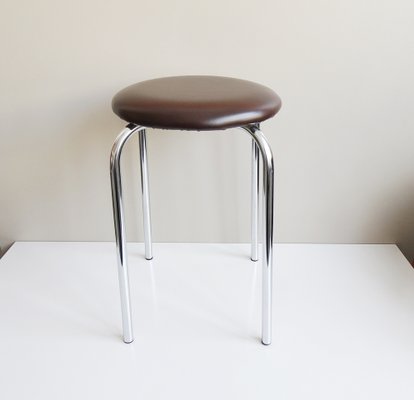 Brown Stool with Chrome Frame, 1970s-BLG-1319910