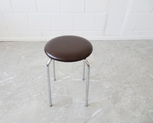 Brown Stool with Chrome Frame, 1970s-BLG-1319910