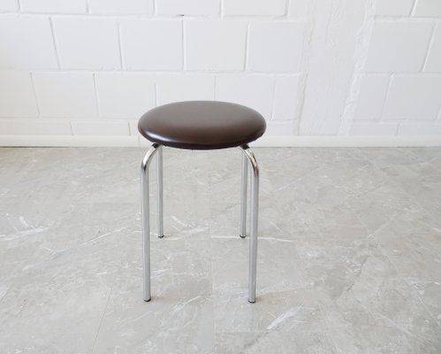 Brown Stool with Chrome Frame, 1970s-BLG-1319910