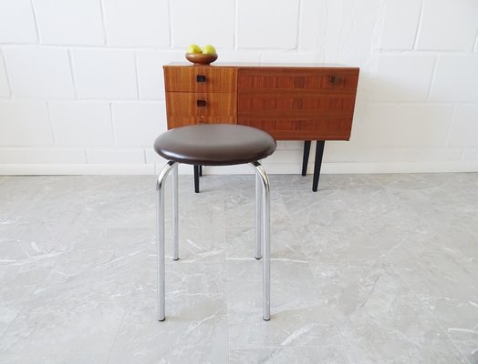 Brown Stool with Chrome Frame, 1970s-BLG-1319910