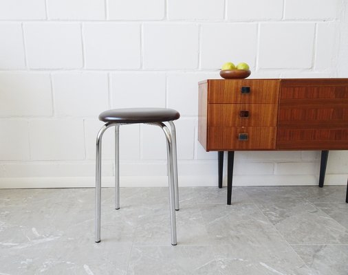 Brown Stool with Chrome Frame, 1970s-BLG-1319910