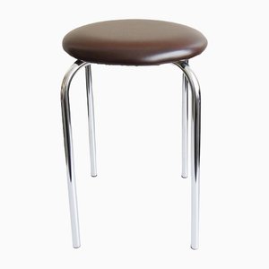 Brown Stool with Chrome Frame, 1970s-BLG-1319910