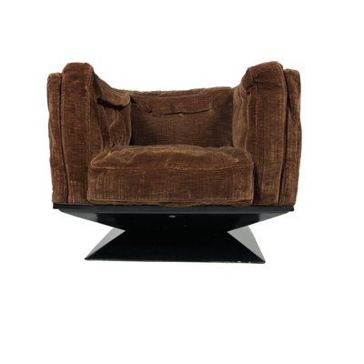 Brown Velvet Fiberglass Armchair by Luigi Pellegrin for Mim Roma, Italy, 1950s-LYQ-1171725