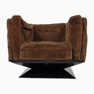 Brown Velvet Fiberglass Armchair by Luigi Pellegrin for Mim Roma, Italy, 1950s-LYQ-1171725