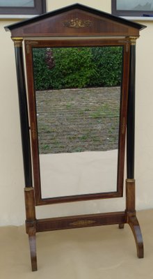 Brown Walnut Psyche Mirror-KIM-1058829