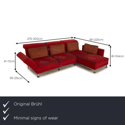 Brühl Moule Fabric Corner Sofa Red Chaise Longue Right Manual Function Relaxation Function Sofa Couch-RQW-1789451