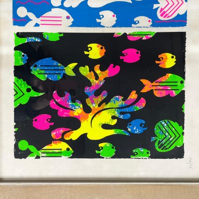 Bruno Contenotte, Colorful Marine Composition, Screen Print, 1982, Framed-GDD-1812250