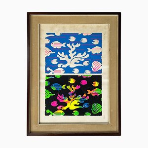 Bruno Contenotte, Colorful Marine Composition, Screen Print, 1982, Framed-GDD-1812250